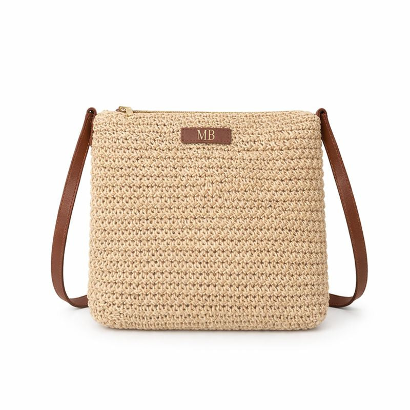 Personalised Straw Slouch Cross Body Bag