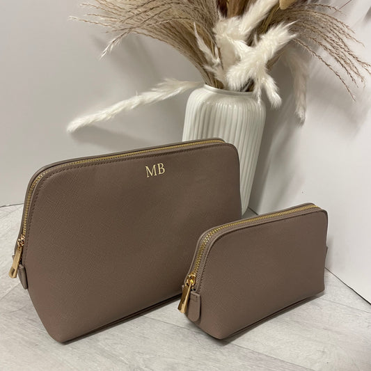 Personalised Saffiano Leather Cosmetic Makeup Toiletry Bag