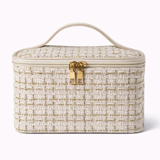 Personalised Tweed Cosmetic Makeup Bag Toiletry Case