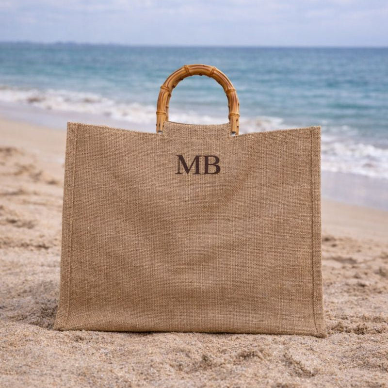 Bamboo Handle Jute Tote Bag