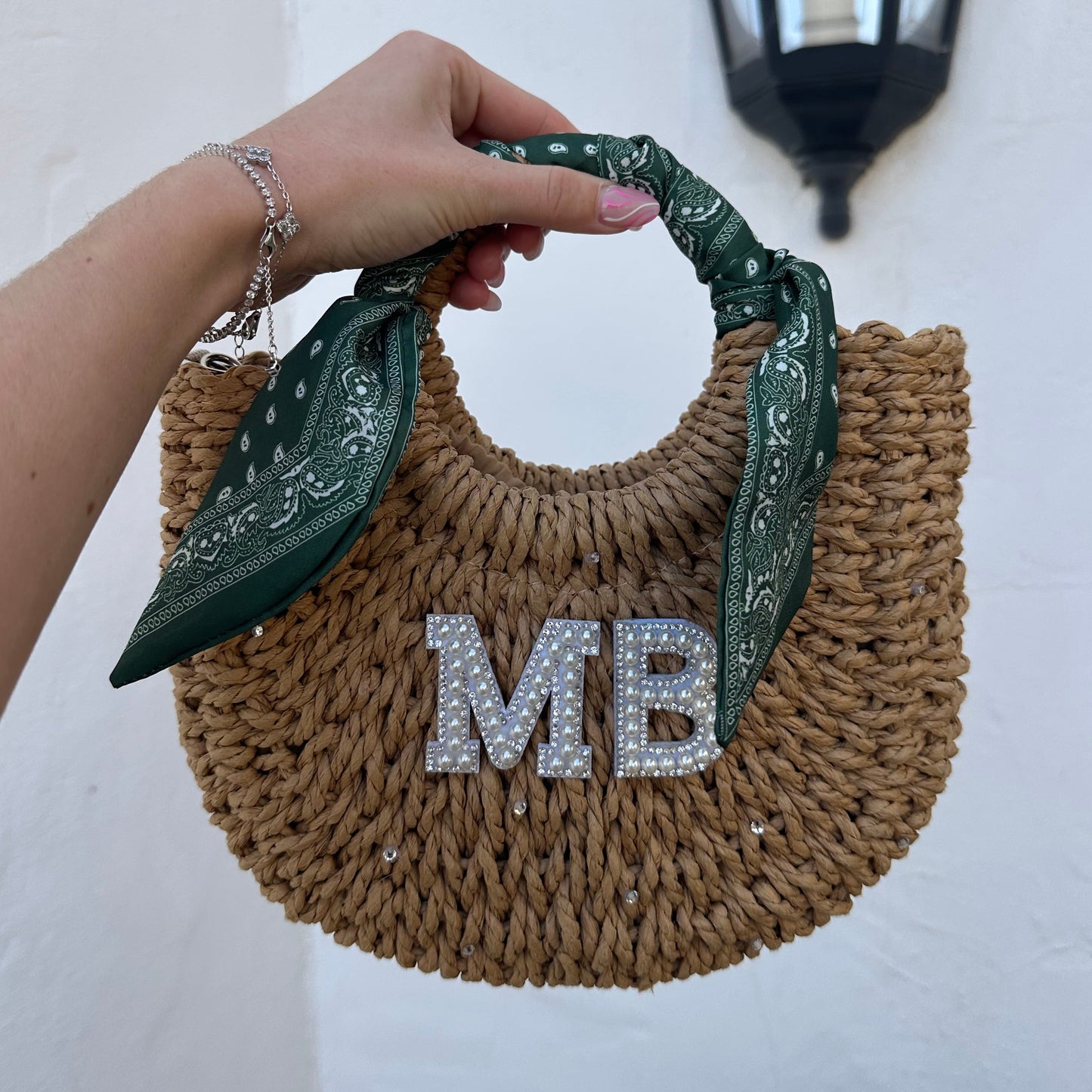 Personalised ADA Bandana Straw Basket Bag