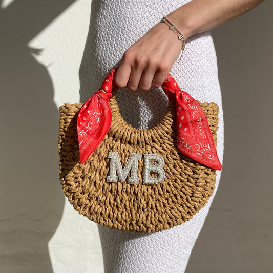 Personalised ADA bandana straw basket bag | Cloth'N'Card