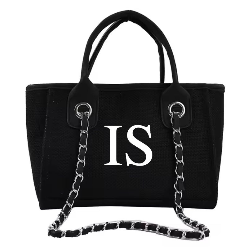 Personalised Canvas Mini Chain Initial Tote Shoulder Bags