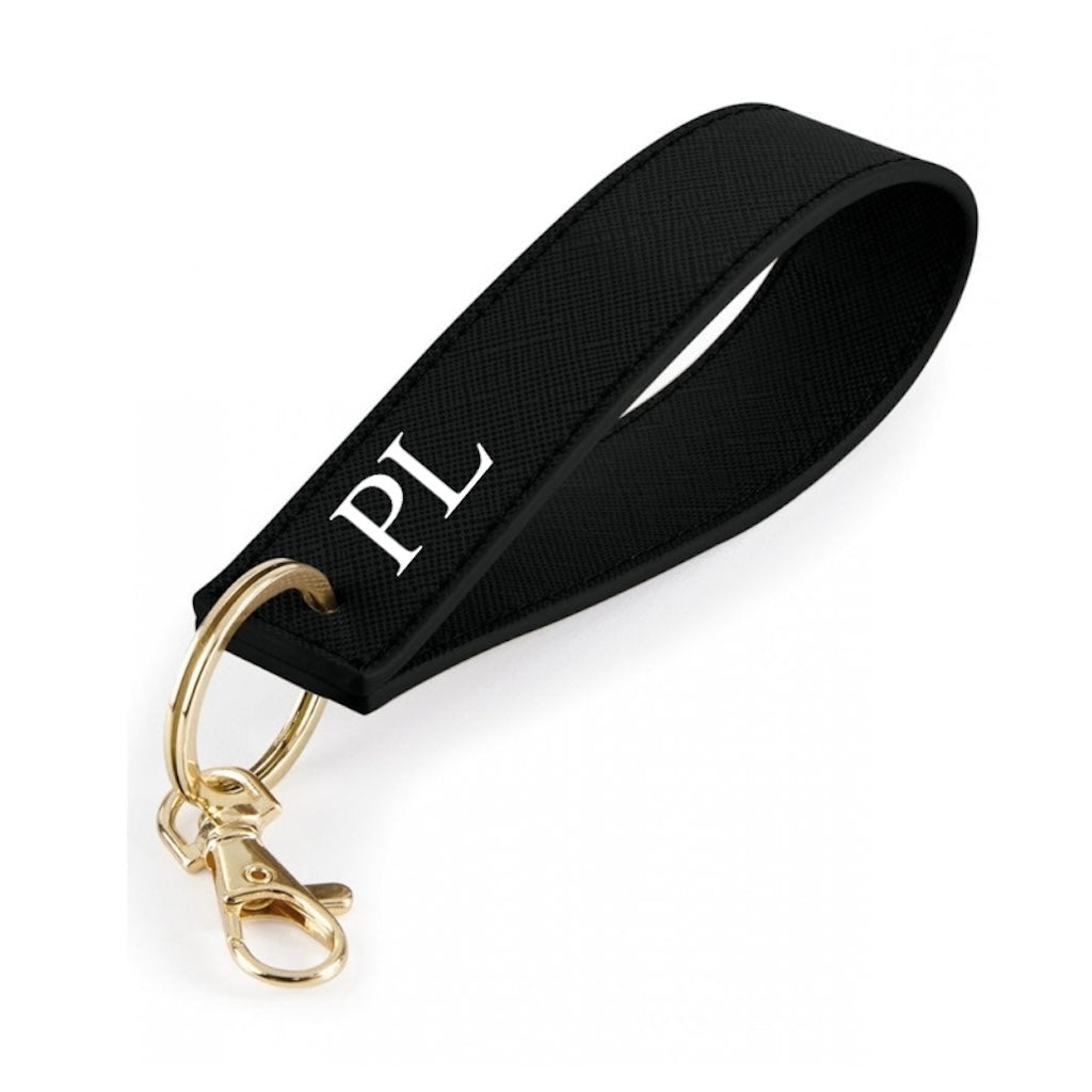 Personalised Saffiano Leather Wristlet Strap Handle key chains key rings