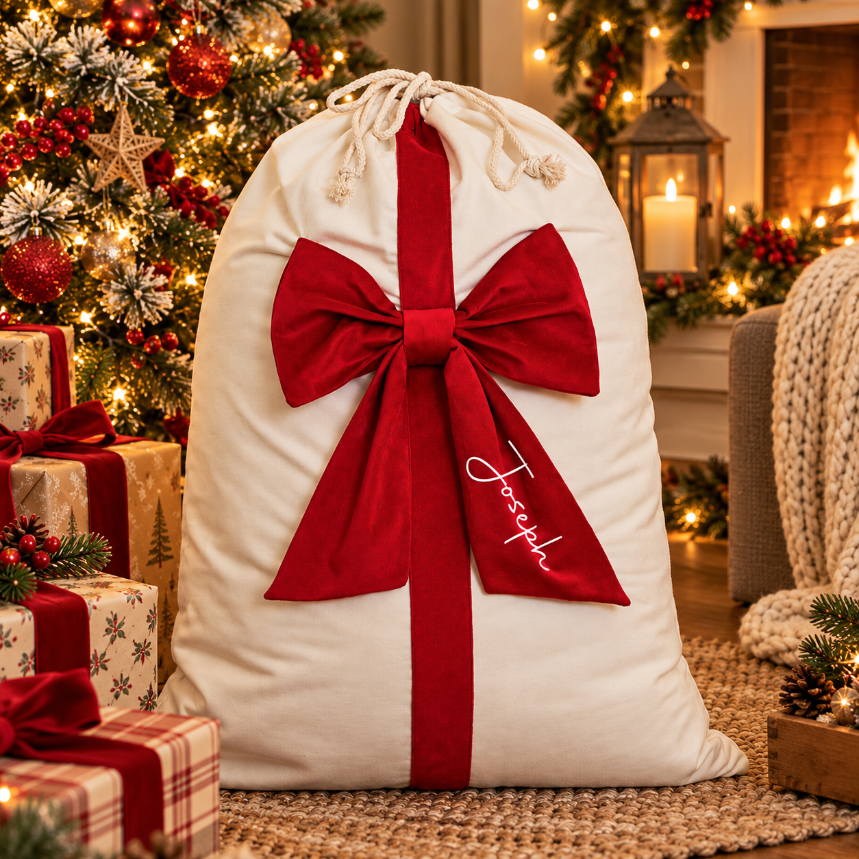 Personalised Large Bow Sack