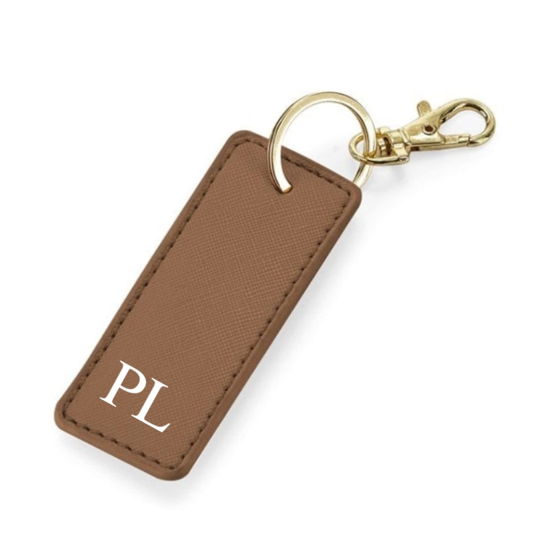 Personalised Saffiano Faux Leather Bag Charms Key Chain Keyring