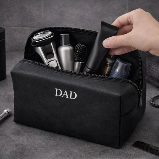 Personalised Saffiano Leather Mens Zip Around Wash Bag