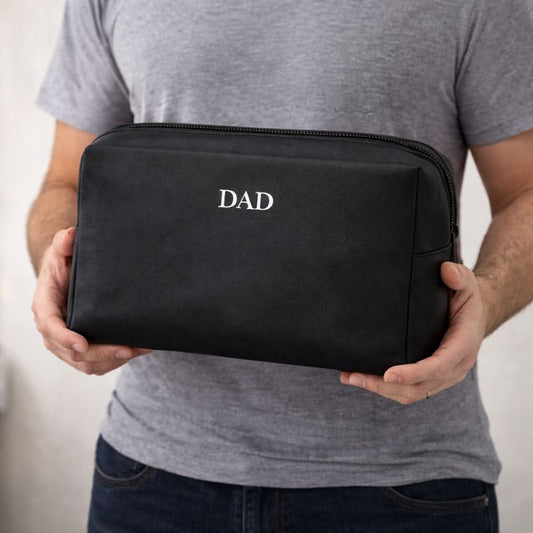 Personalised Saffiano Leather Mens Zip Around Wash Bag