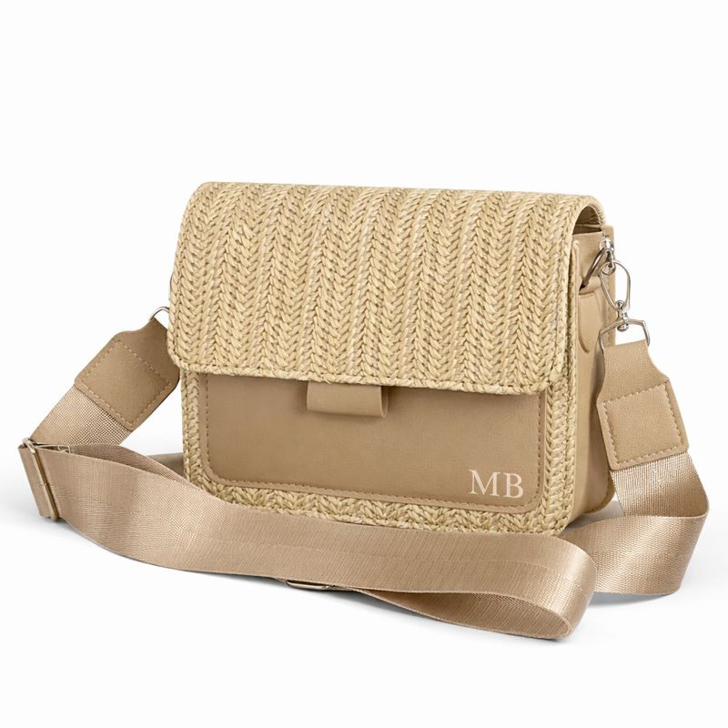 Personalised Mini MICHELLE Straw Cross Body Bag