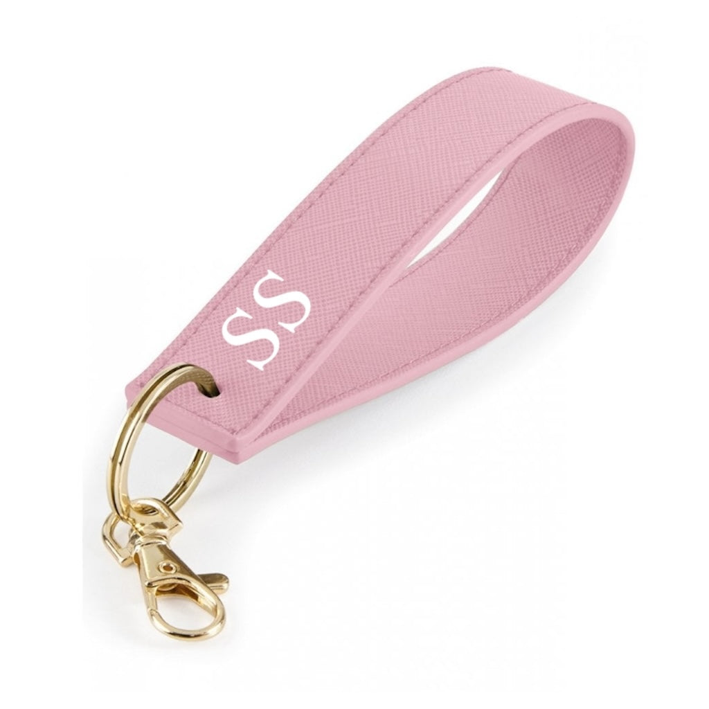 Personalised Saffiano Leather Wristlet Strap Handle key chains key rings