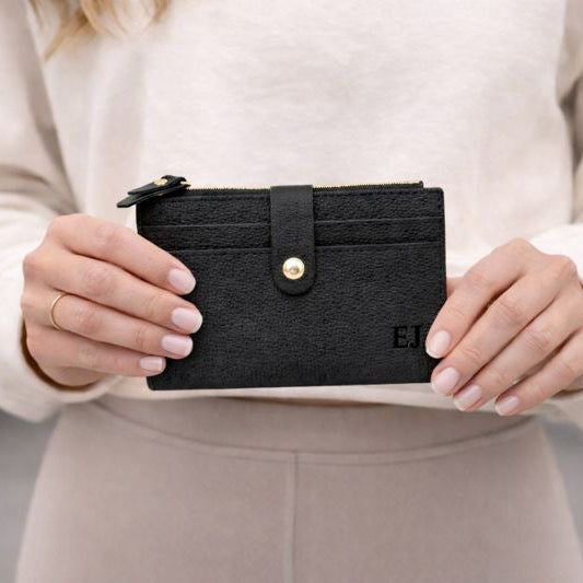 Personalised ELLIE Small Textured Faux Leather Zip Coin Purse Wallet