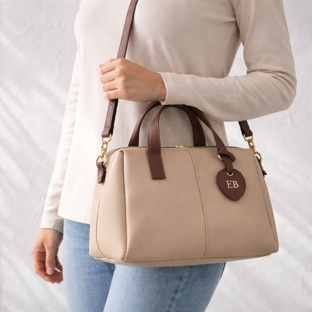 Personalised FREYA Embossed Contrast Tag Cross Body Bag