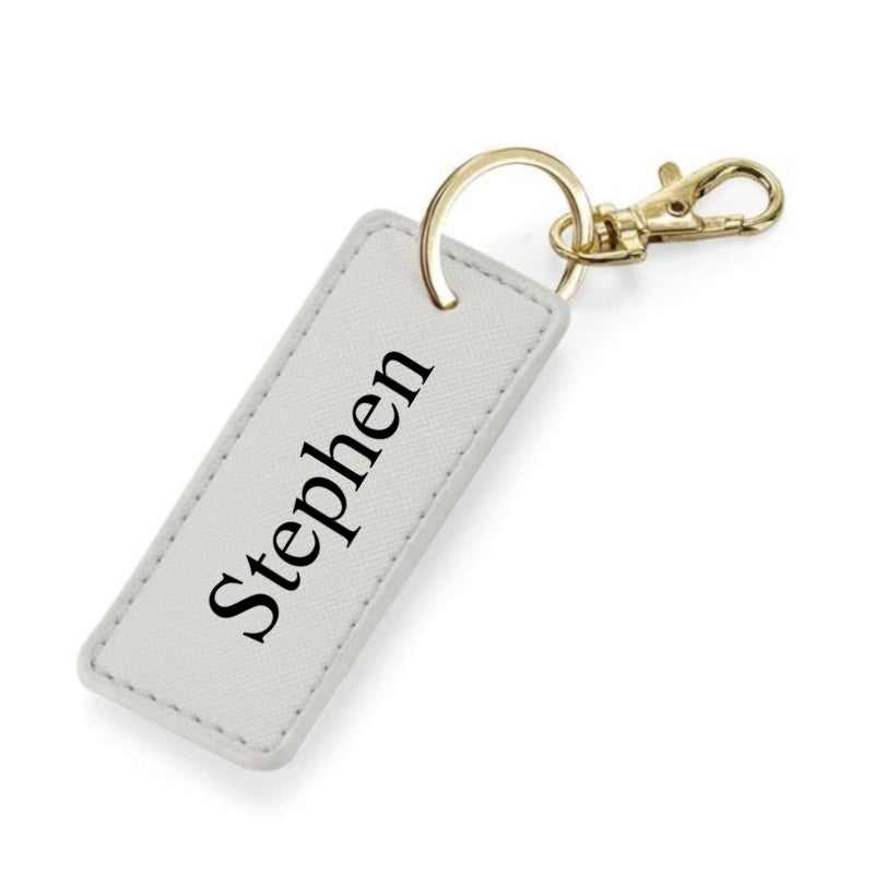 Personalised Saffiano Faux Leather Bag Charms Key Chain Keyring
