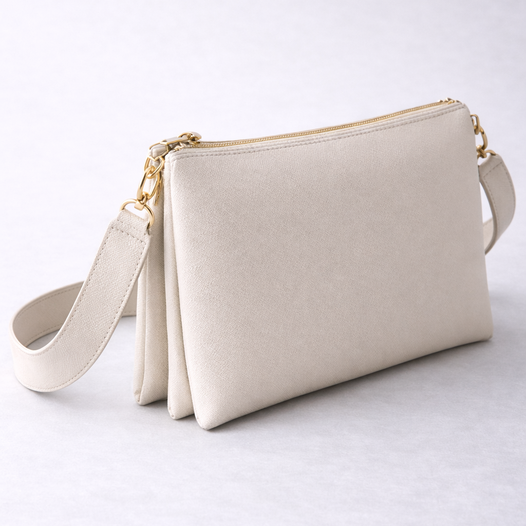 Personalised Embossed Saffiano Leather Trio Cross Body Bag