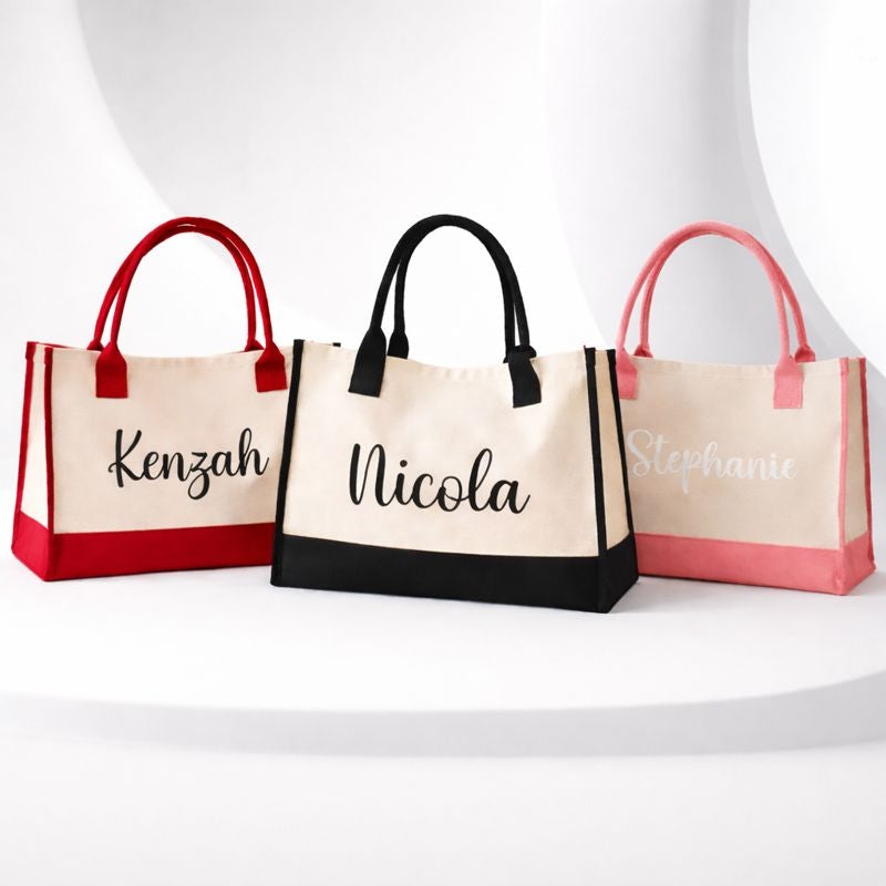 Personalised HEIDI Canvas Panel Tote Bag
