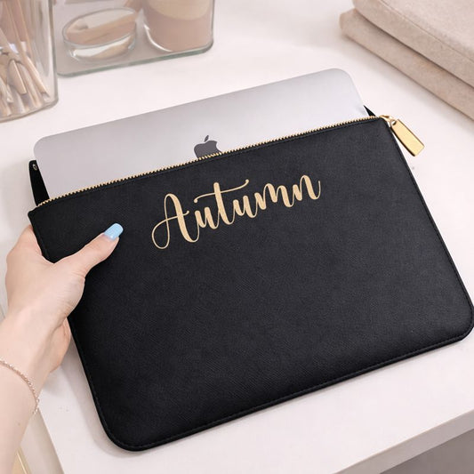 Personalised Saffiano Leather Document Briefcase Laptop Case Sleeve