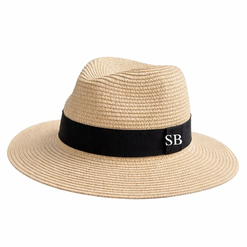 Personalised Initial Monogram Beach Summer Fedora Sun Hat Straw Hat