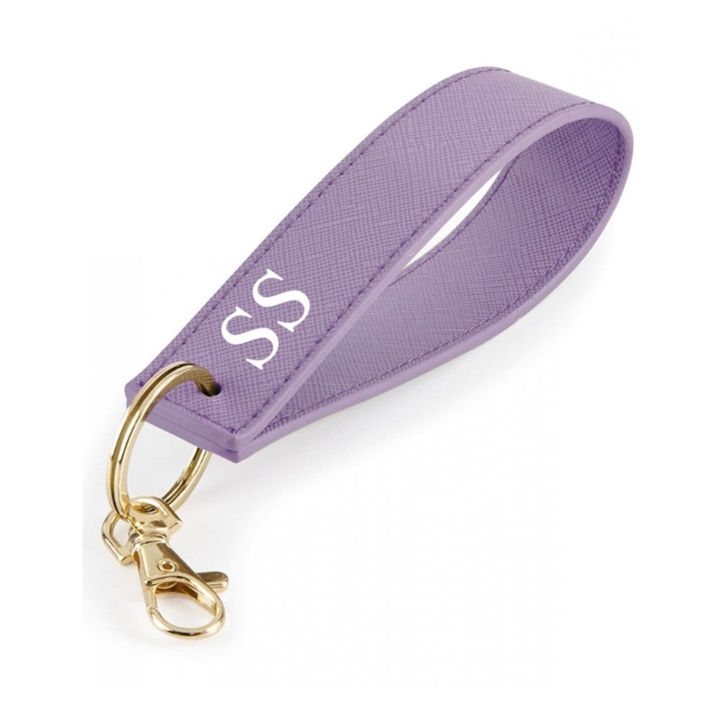 Personalised Saffiano Leather Wristlet Strap Handle key chains key rings