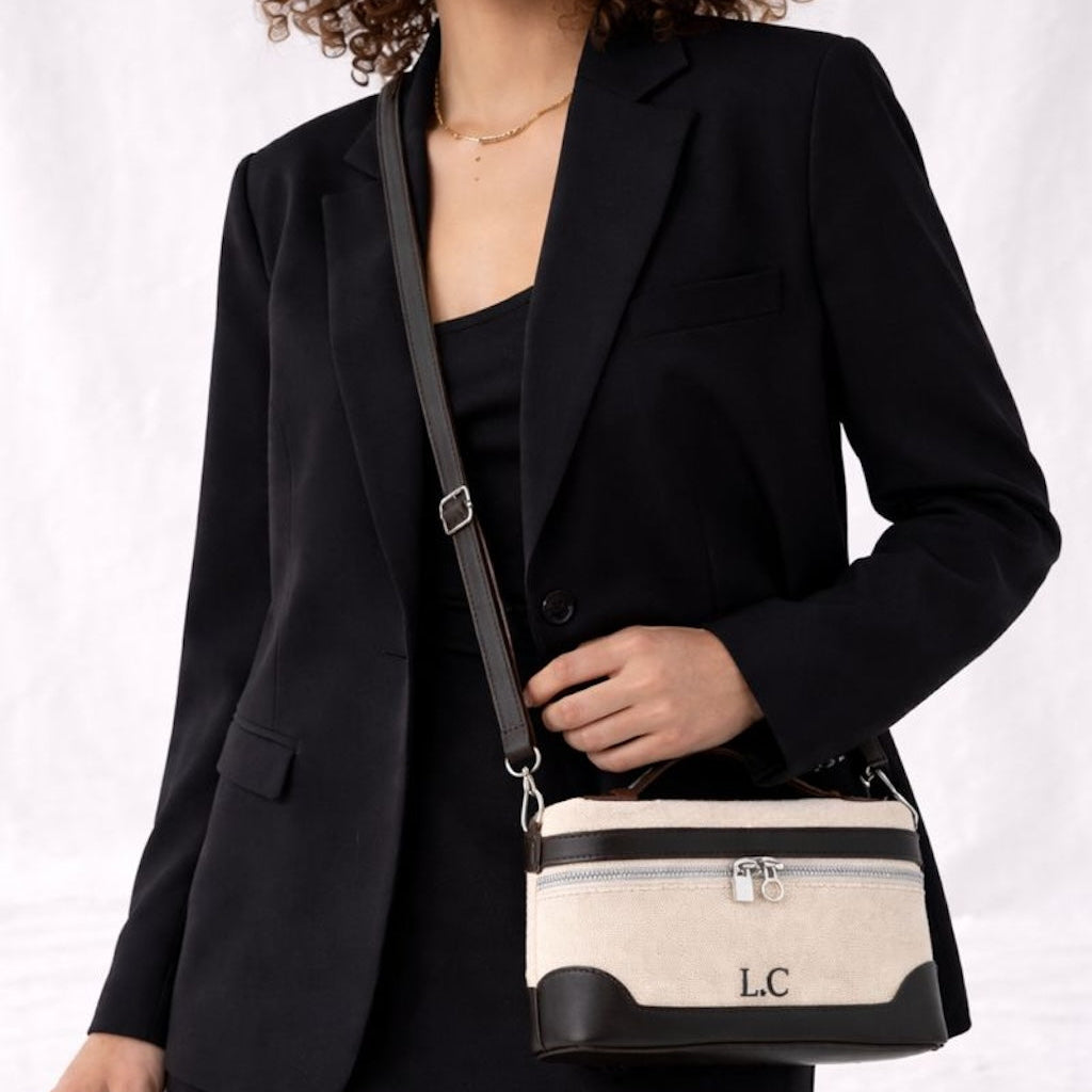 Personalised LILY Canvas & Faux Leather Cross Body