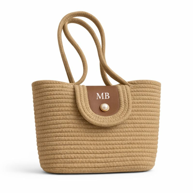 Personalised LOUISE Rope Pearl Tote Bag