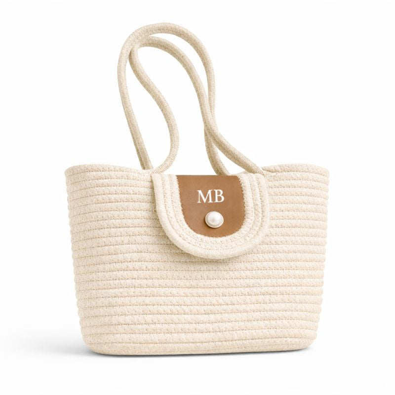Personalised LOUISE Rope Pearl Tote Bag