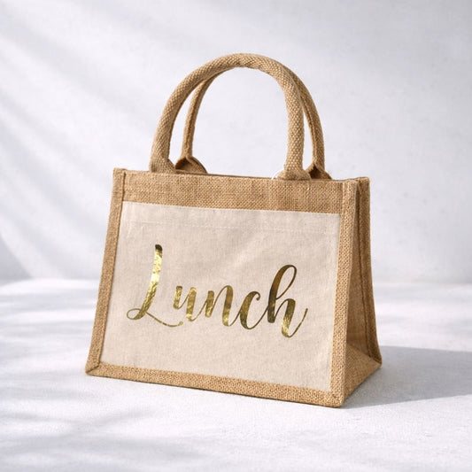 Personalised Square Canvas Pocket Jute Top Handle Bag