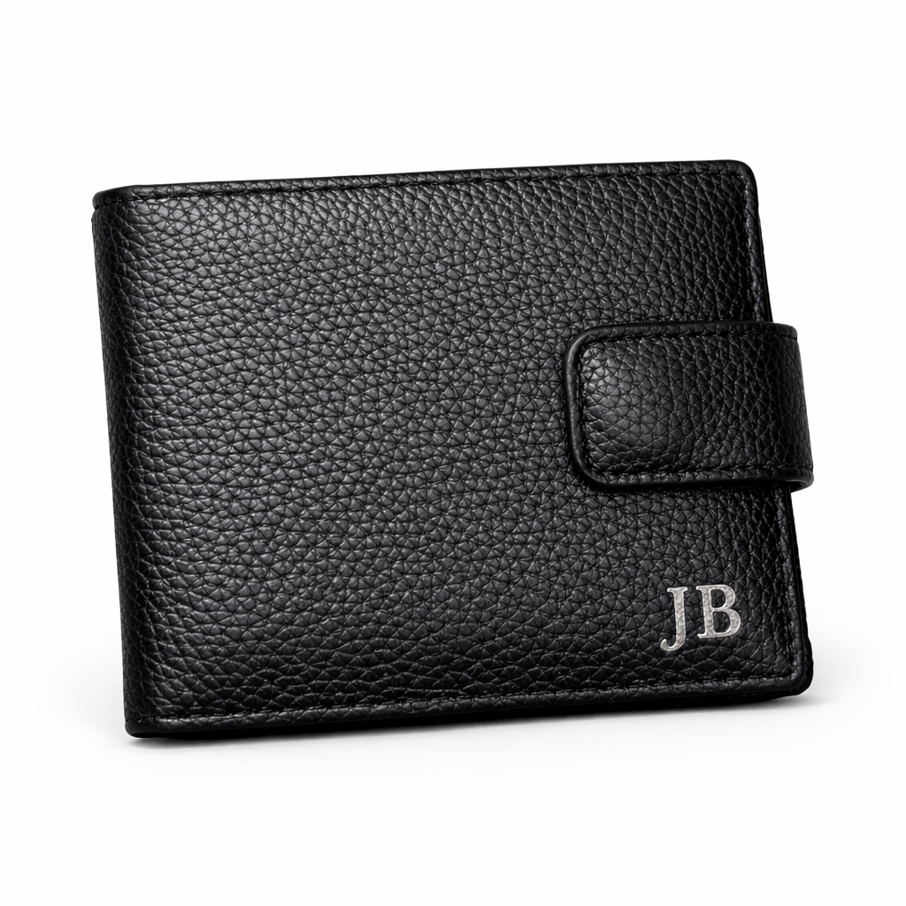 Personalised Black Mens Faux Leather Wallet