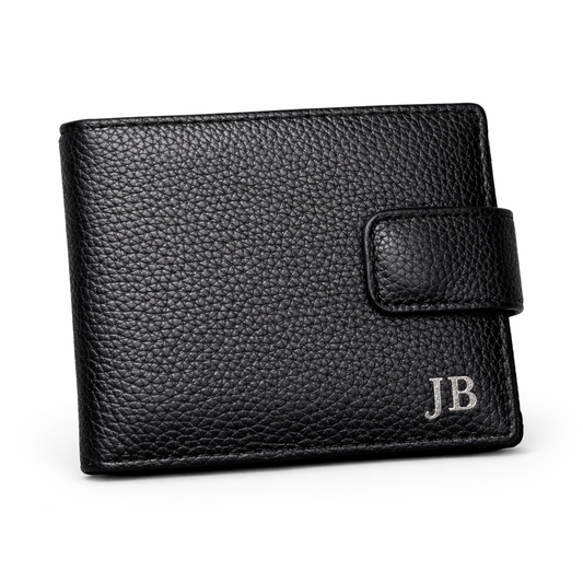 Personalised Black Mens Faux Leather Wallet