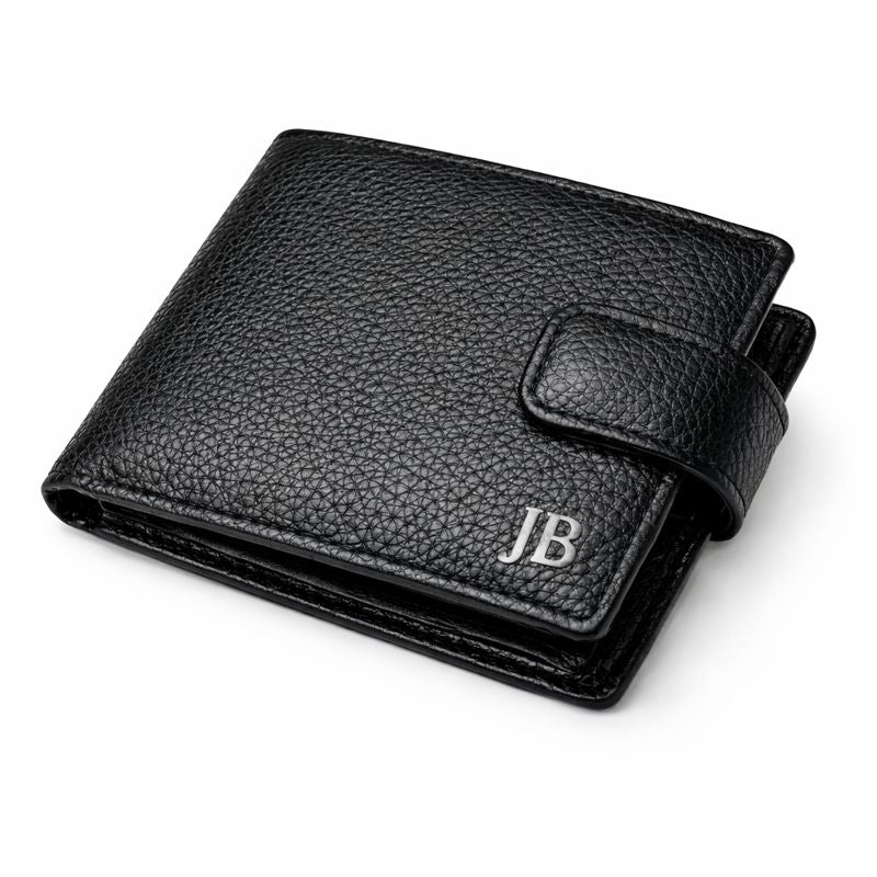 Personalised Black Mens Faux Leather Wallet