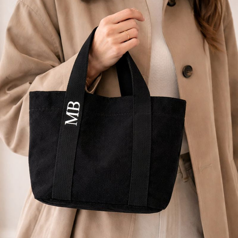 Personalised MIA Ribbon Corduroy Hand Bag
