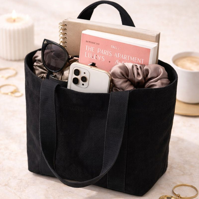 Personalised MIA Ribbon Corduroy Hand Bag
