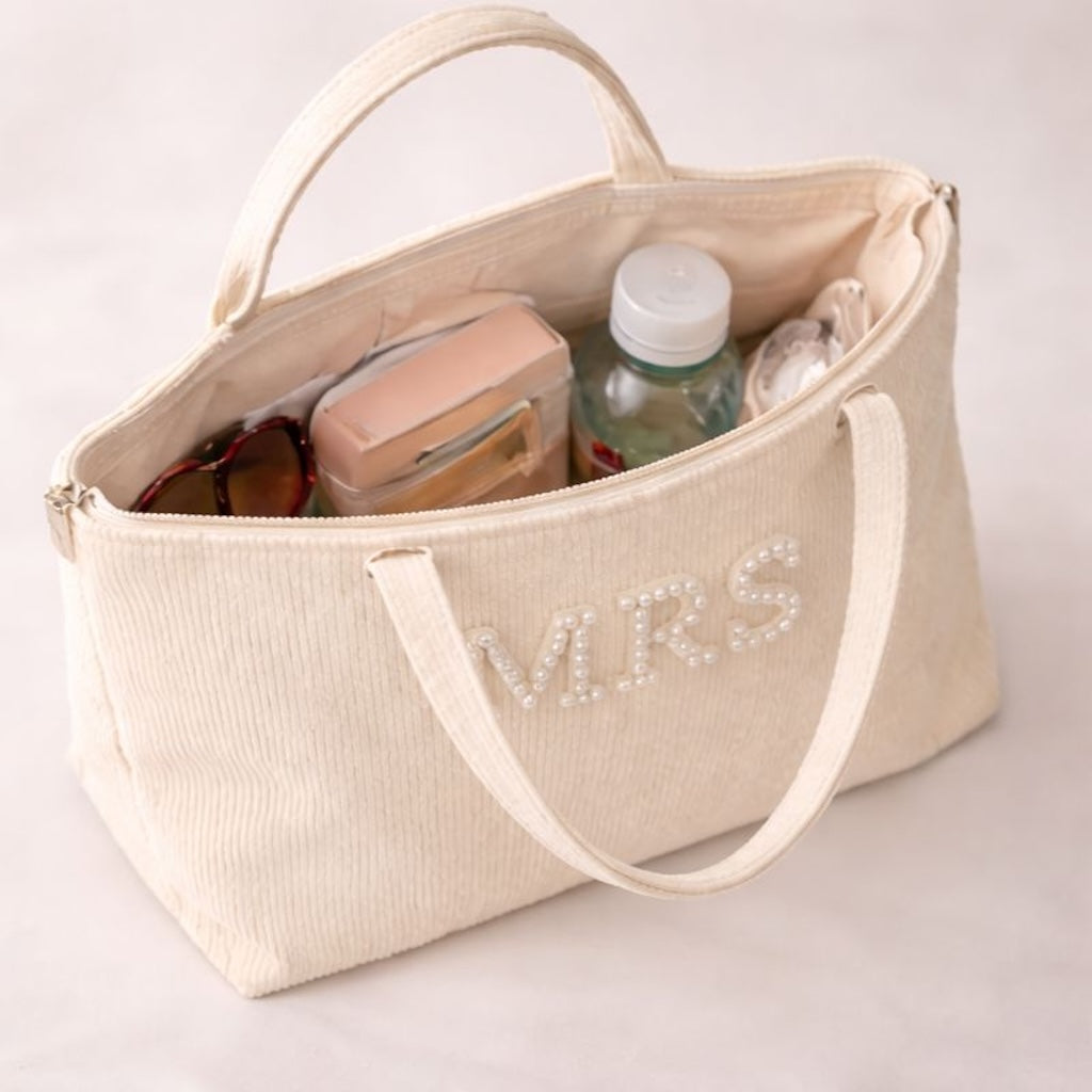 MRS Corduroy Ribbed Large Tote Shoulder Bag