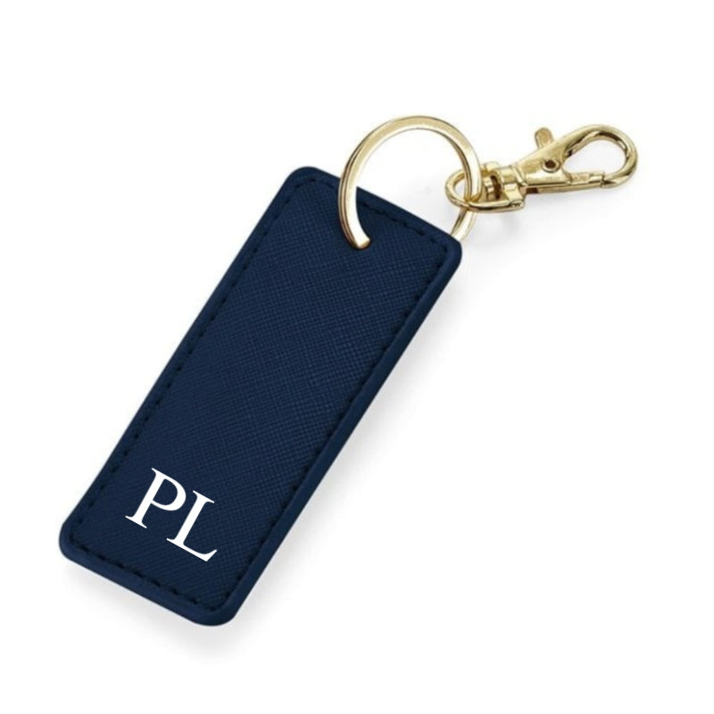 Personalised Saffiano Faux Leather Bag Charms Key Chain Keyring