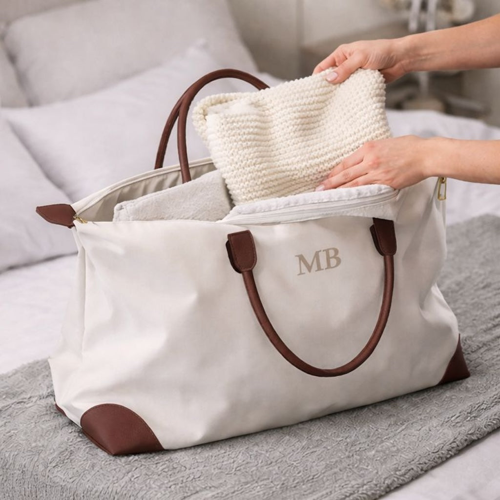 Personalised Large Nylon Tote Bag Weekender Travel Hospital Overnight