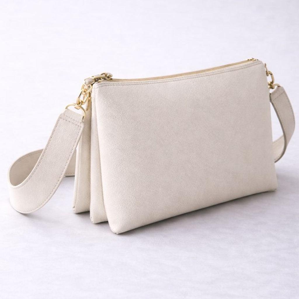 Personalised Embossed Saffiano Leather Trio Cross Body Bag
