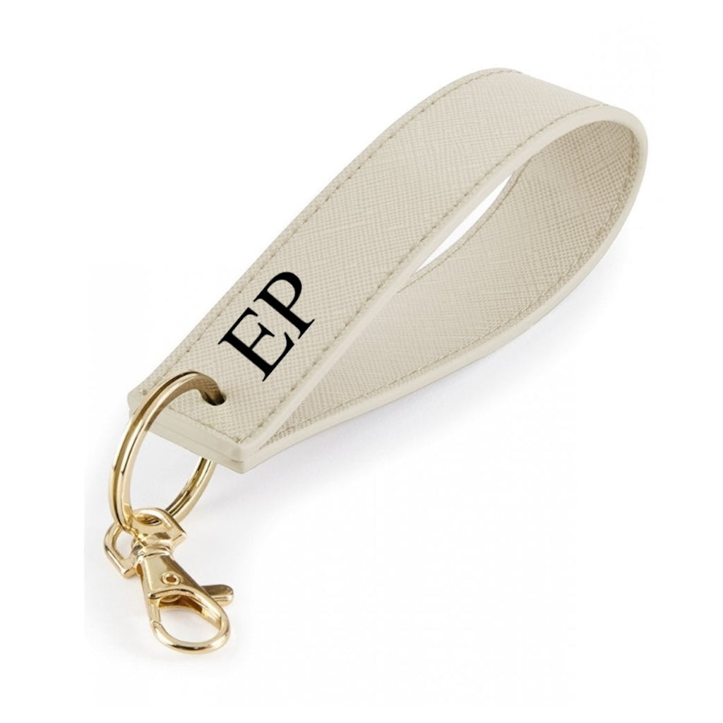 Personalised Saffiano Leather Wristlet Strap Handle key chains key rings