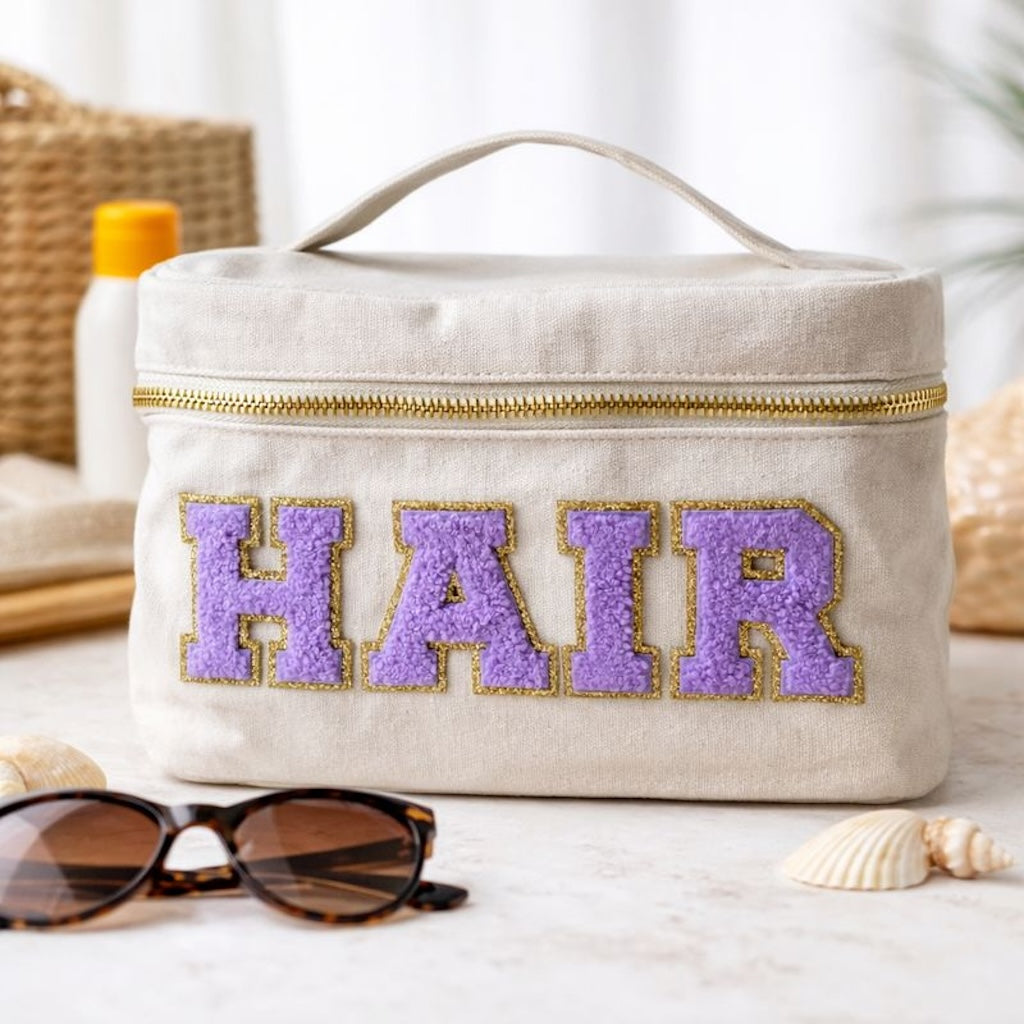 Personalised Patch Canvas Vanity Makeup Toiletry Carry Case Cosmetic Bag