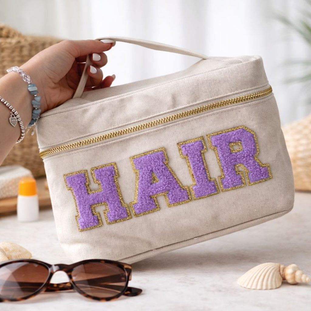 Personalised Patch Canvas Vanity Makeup Toiletry Carry Case Cosmetic Bag
