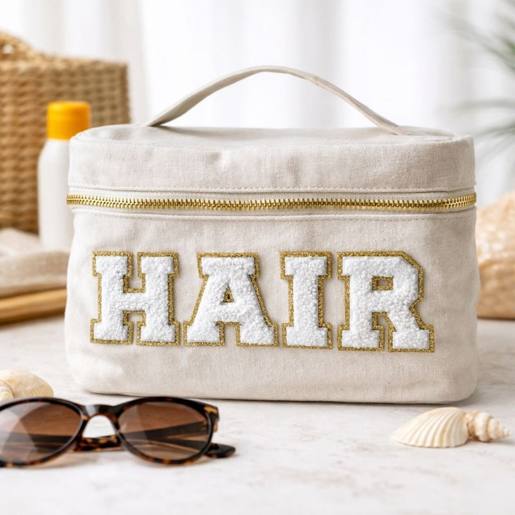 Personalised Patch Canvas Vanity Makeup Toiletry Carry Case Cosmetic Bag