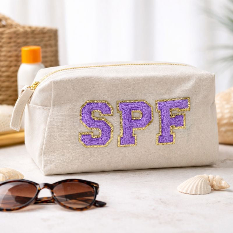 Personalised Patch Canvas Toiletry Makeup Cosmetic Bag Pencil Case