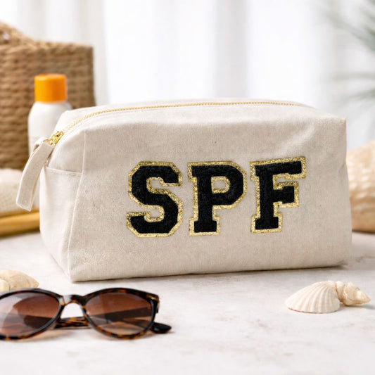 Personalised Patch Canvas Toiletry Makeup Cosmetic Bag Pencil Case