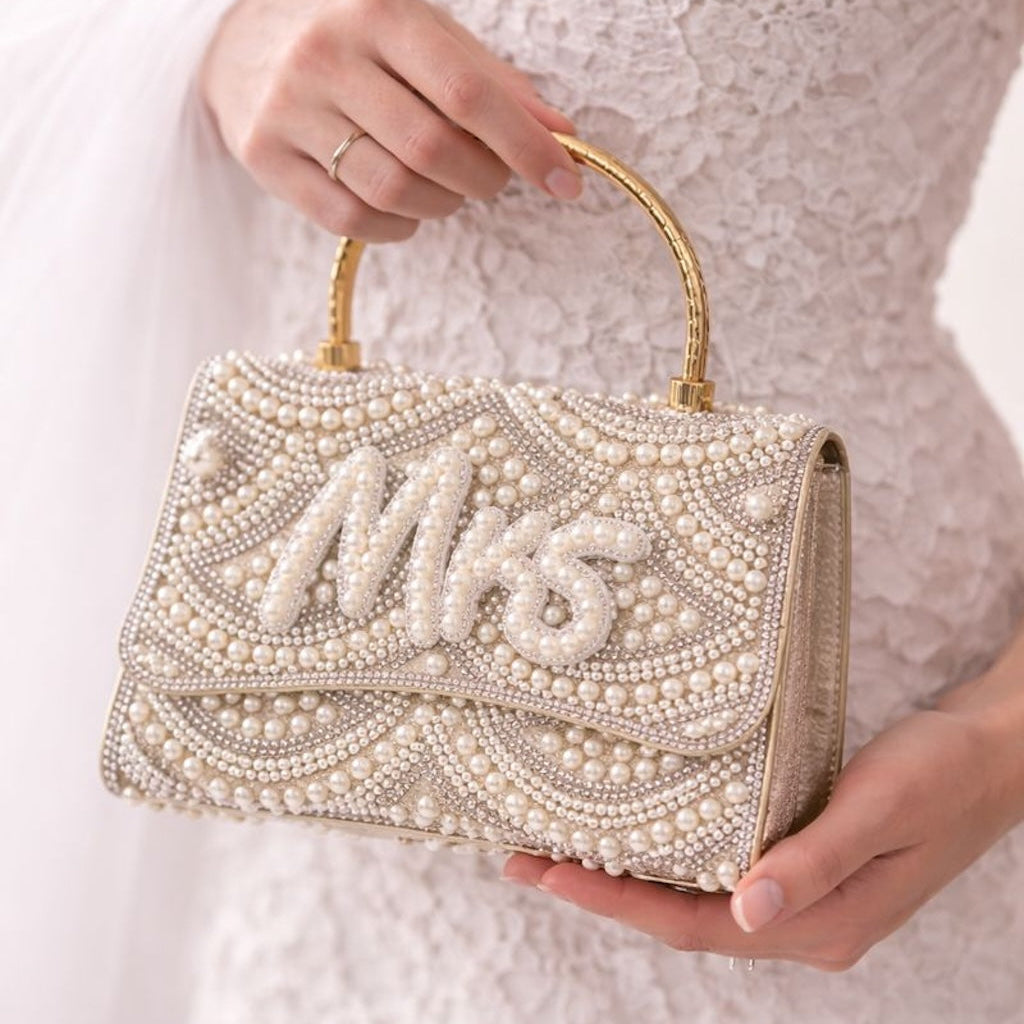 Mrs Pearl Top Handle Bride Hand Bag