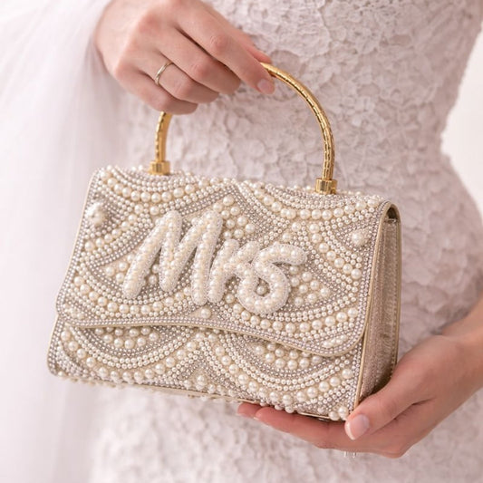 Mrs Pearl Top Handle Bride Hand Bag
