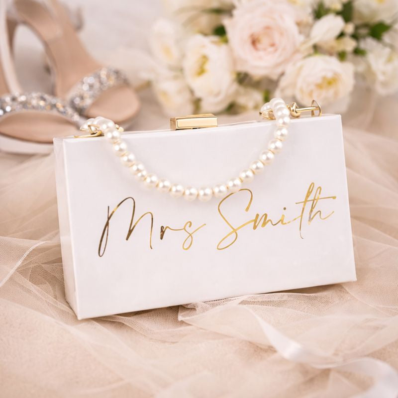 Personalised Pearl Clutch Cross Body Chain Bag