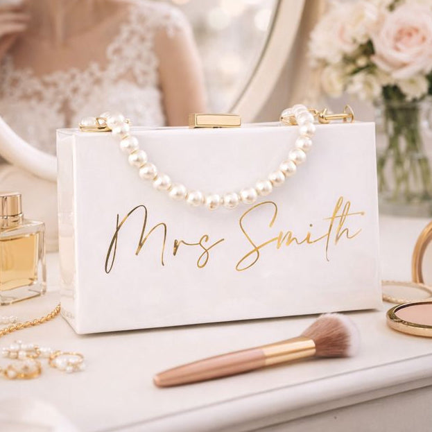 Personalised Pearl Clutch Cross Body Chain Bag