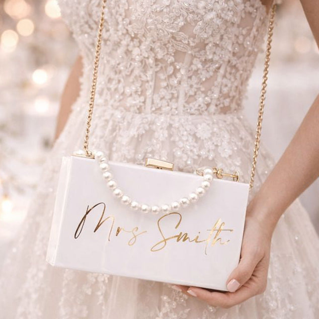 Personalised Pearl Clutch Cross Body Chain Bag
