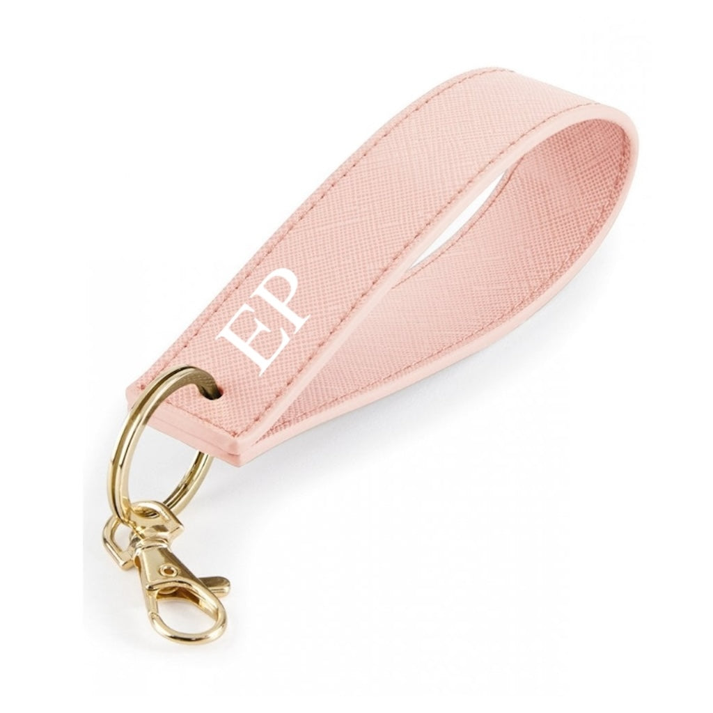 Personalised Saffiano Leather Wristlet Strap Handle key chains key rings