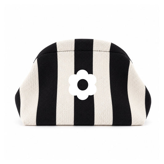 Logo printed stripe clutch bag