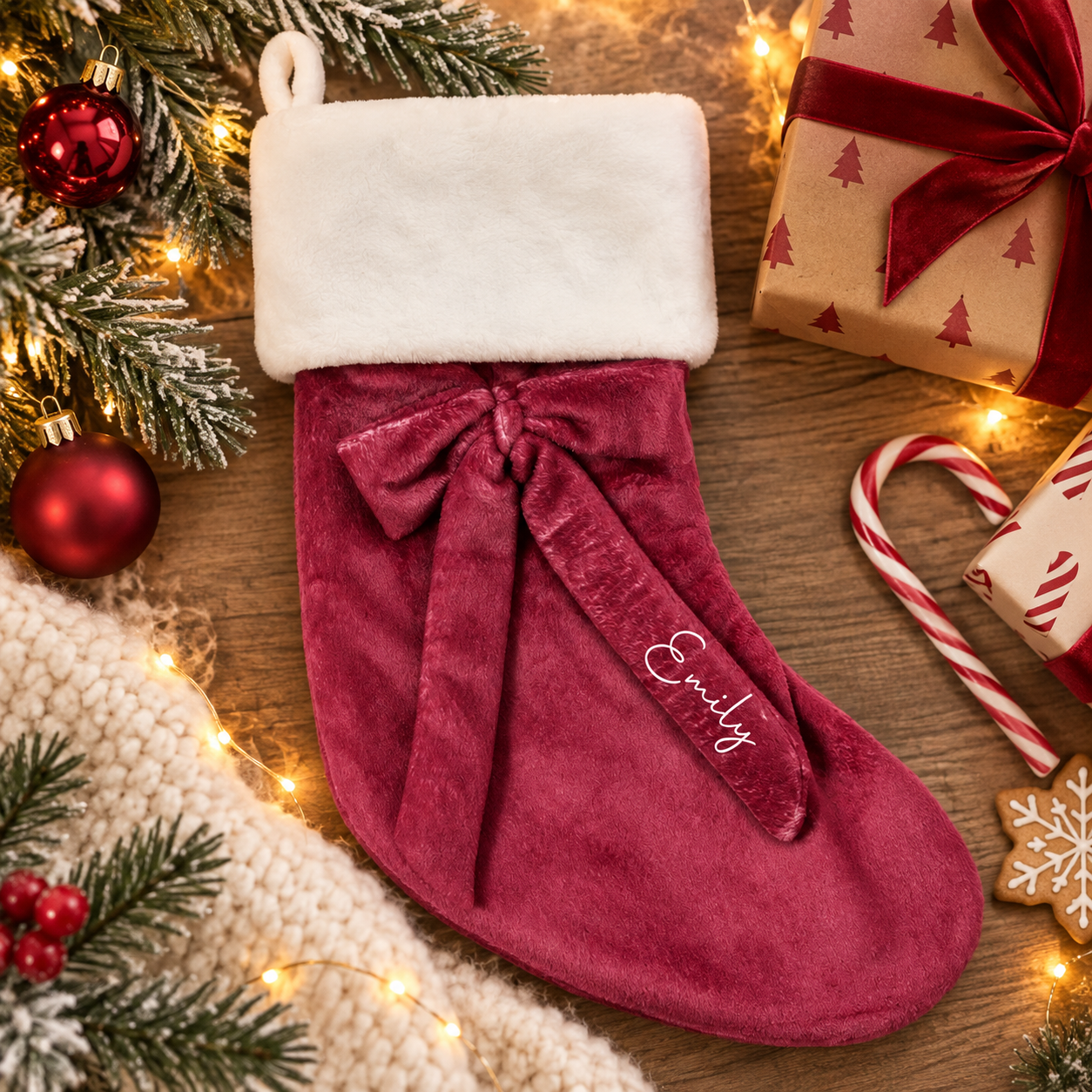 Personalised Velvet Bow Stocking