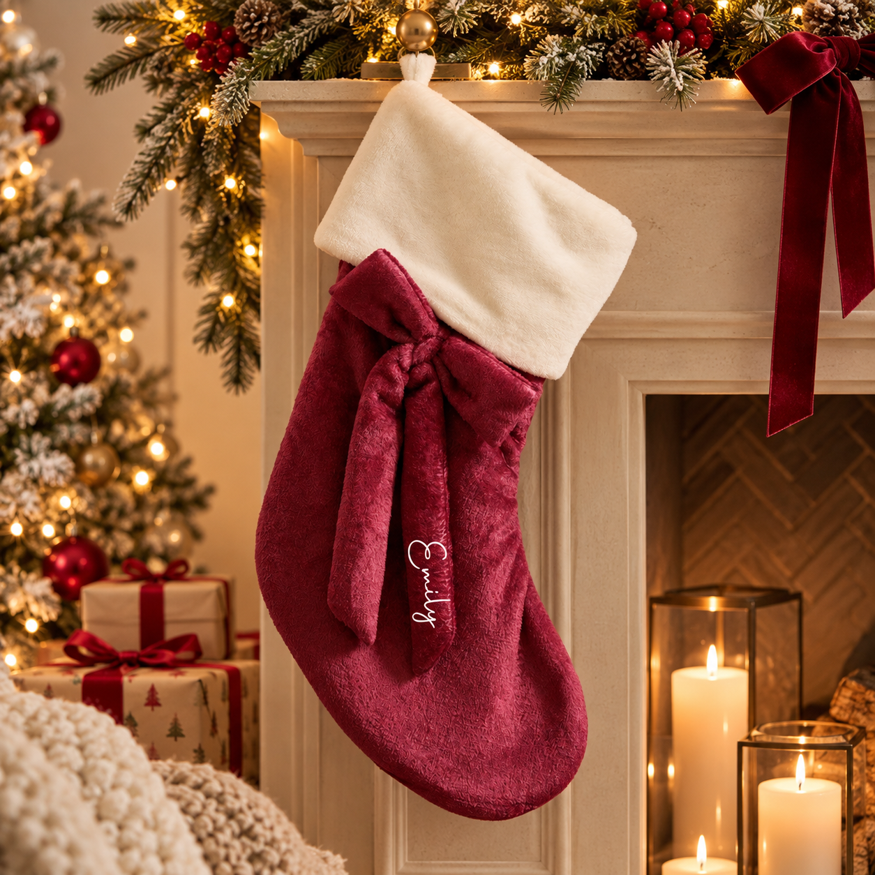 Personalised Velvet Bow Stocking